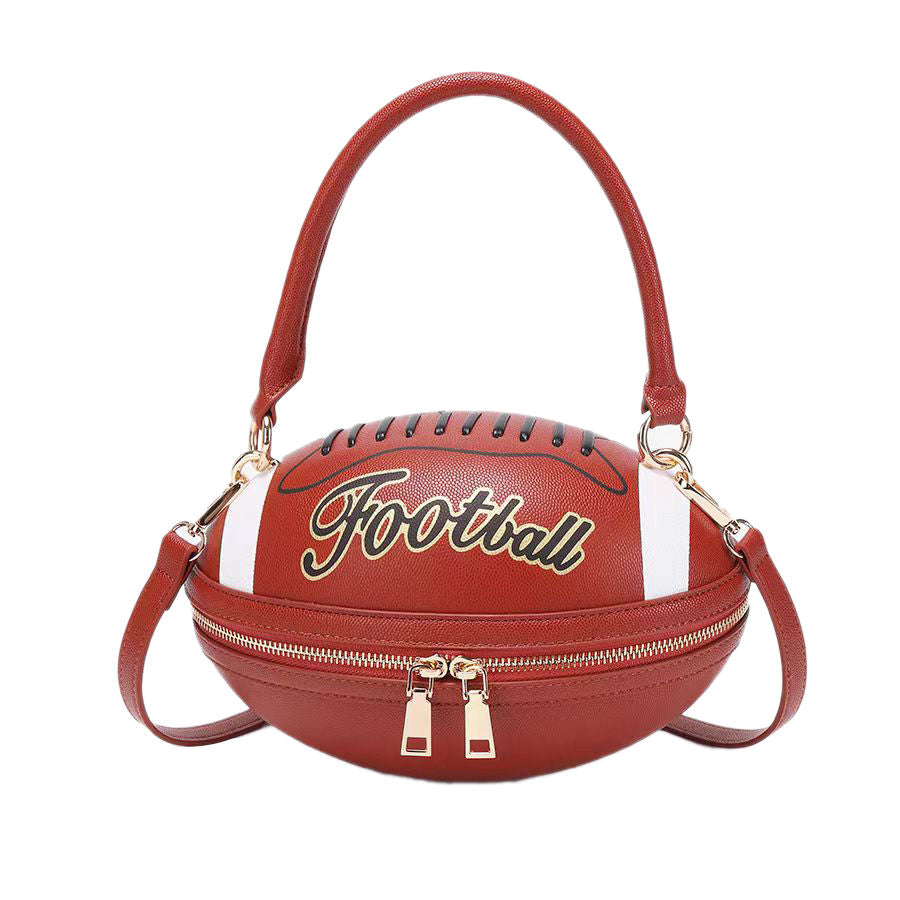 Fun Shape Purse for Women Football Shaped Crossbody Shoulder Bag Novelty Handbags Rugby Clutch PU Leather