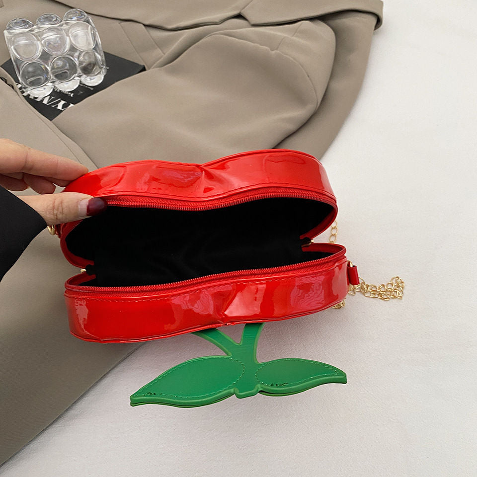 Cherry Shape Crossbody Bag Fun Shape Purse Novelty Handbag for Women PU Leather