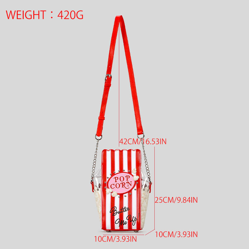 Novelty Fashion Women Popcorn Satchel Shoulder Crossbody Adjustable Strap Popcorn Handbag