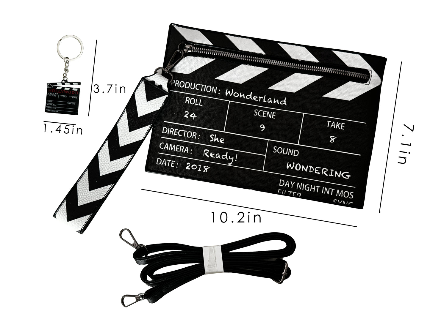 Clapperboard Design Crossbody Bag Fashion Leather Creative Wrist Handbag Movie Night Party