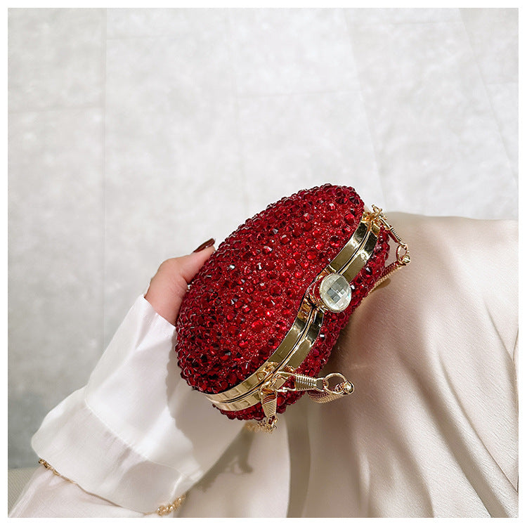 Women Heart Shaped Handbag Sparkly Clutch Mini Chain Purse Rhinestones Wedding Party Purse Handbag