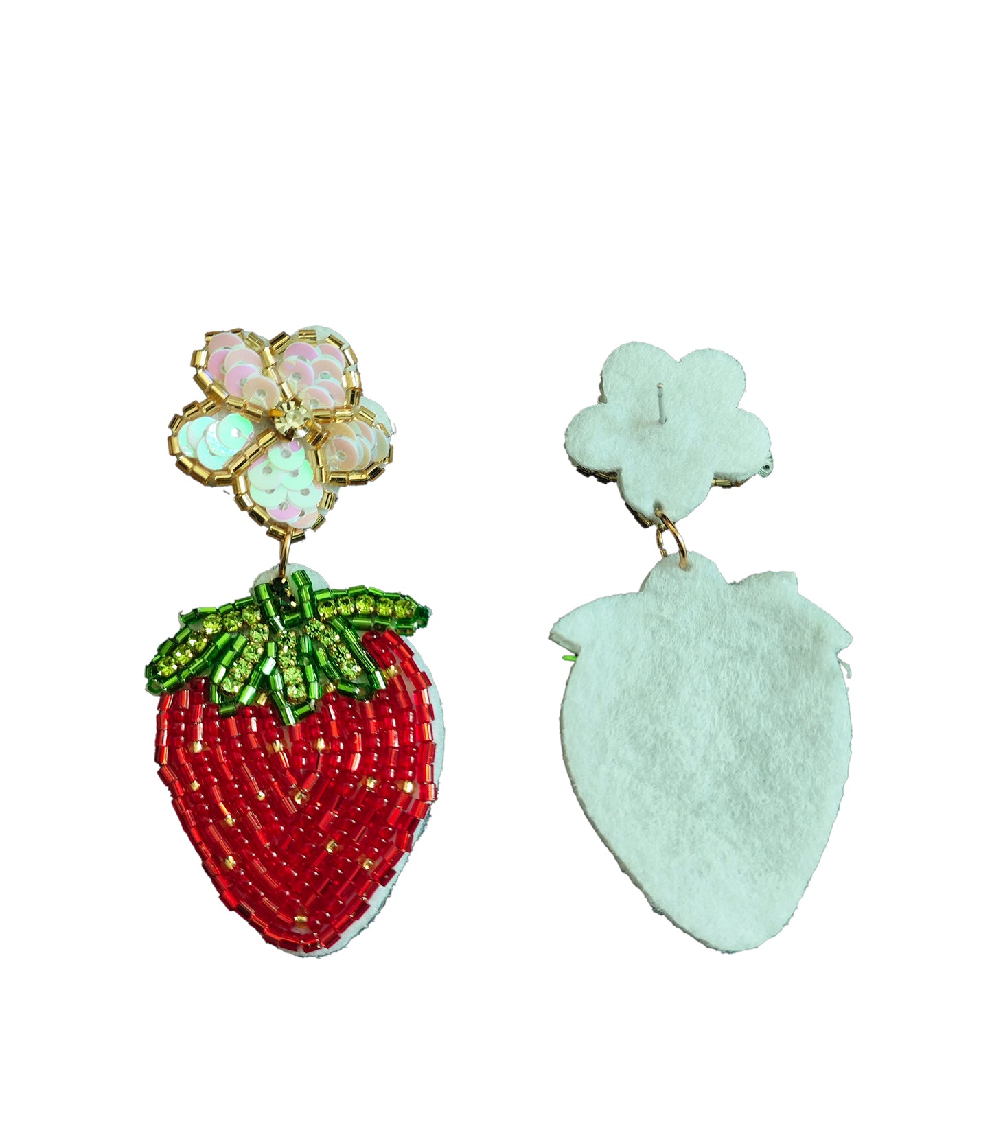 Green Leaf Ruby Red Crystal Cherry Earring for Women Personalized Creative Fruit Hoop Earring