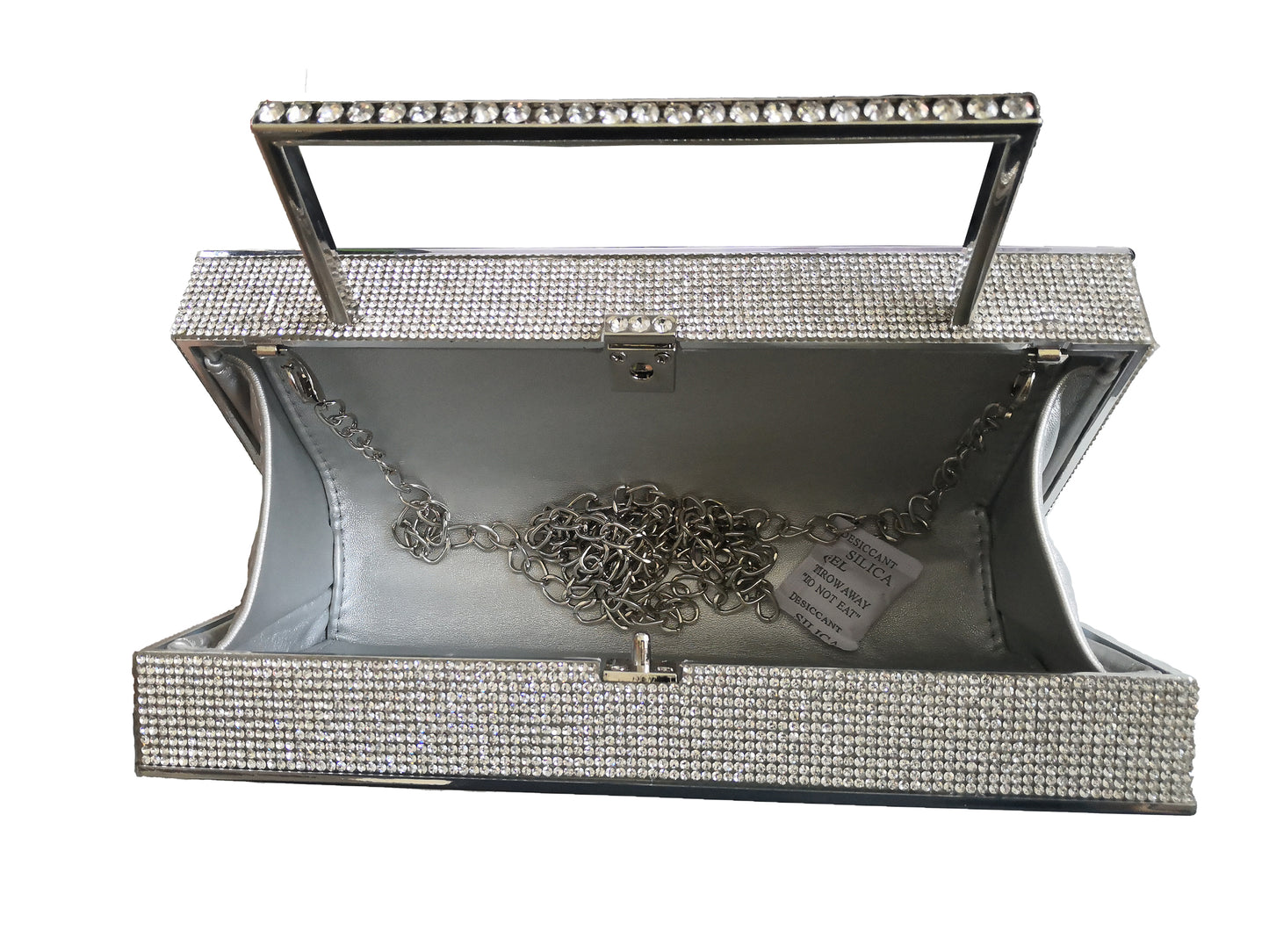 Women Retro Radio Shape BoomBox Crossbody Bag Rhinestone Metal Vintage Evening Clutch Purses