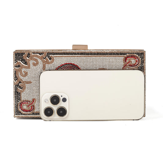 Rhinestone Clutch Poker Card Evening Clutch Purse Casino Las Vegas Style Novelty Purse