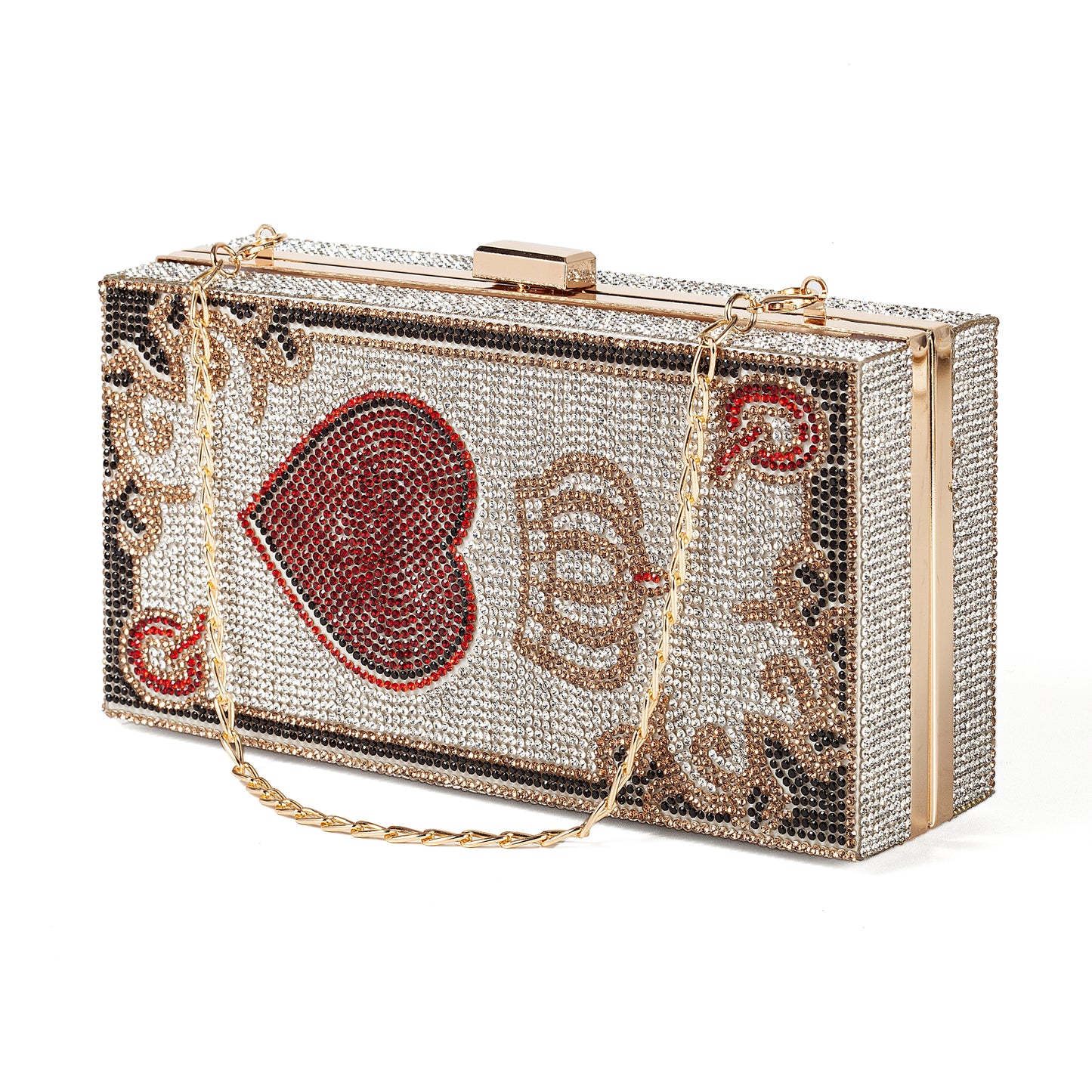Rhinestone Clutch Poker Card Evening Clutch Purse Casino Las Vegas Style Novelty Purse
