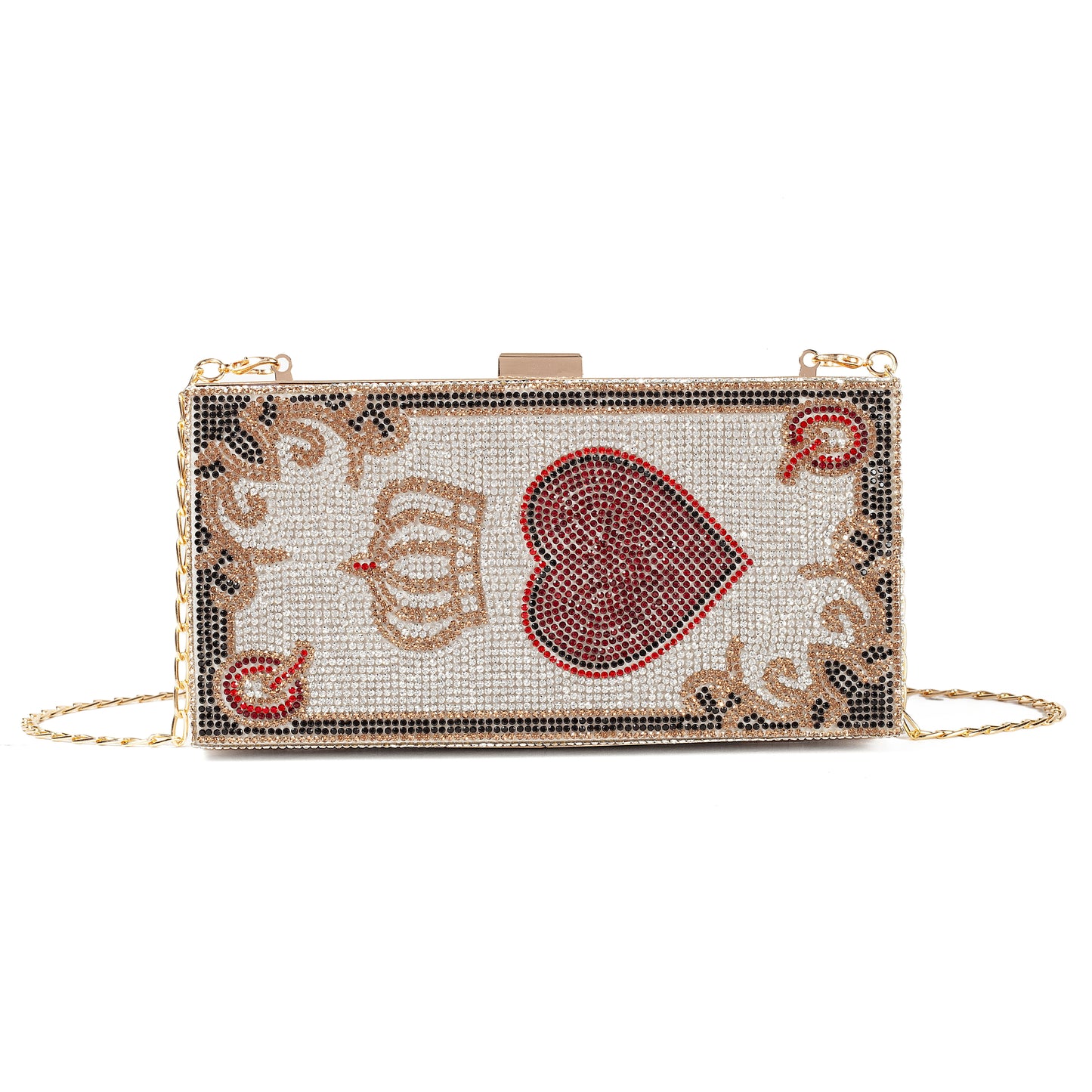 Rhinestone Clutch Poker Card Evening Clutch Purse Casino Las Vegas Style Novelty Purse