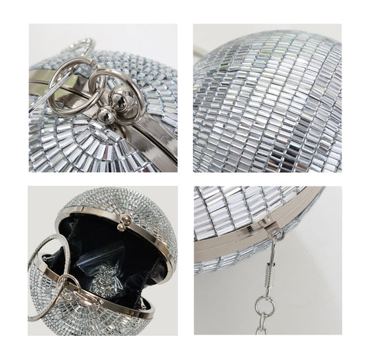 Women Disco Crossbody Bag Shiny Wedding Evening Clutch Rhinestone Purses