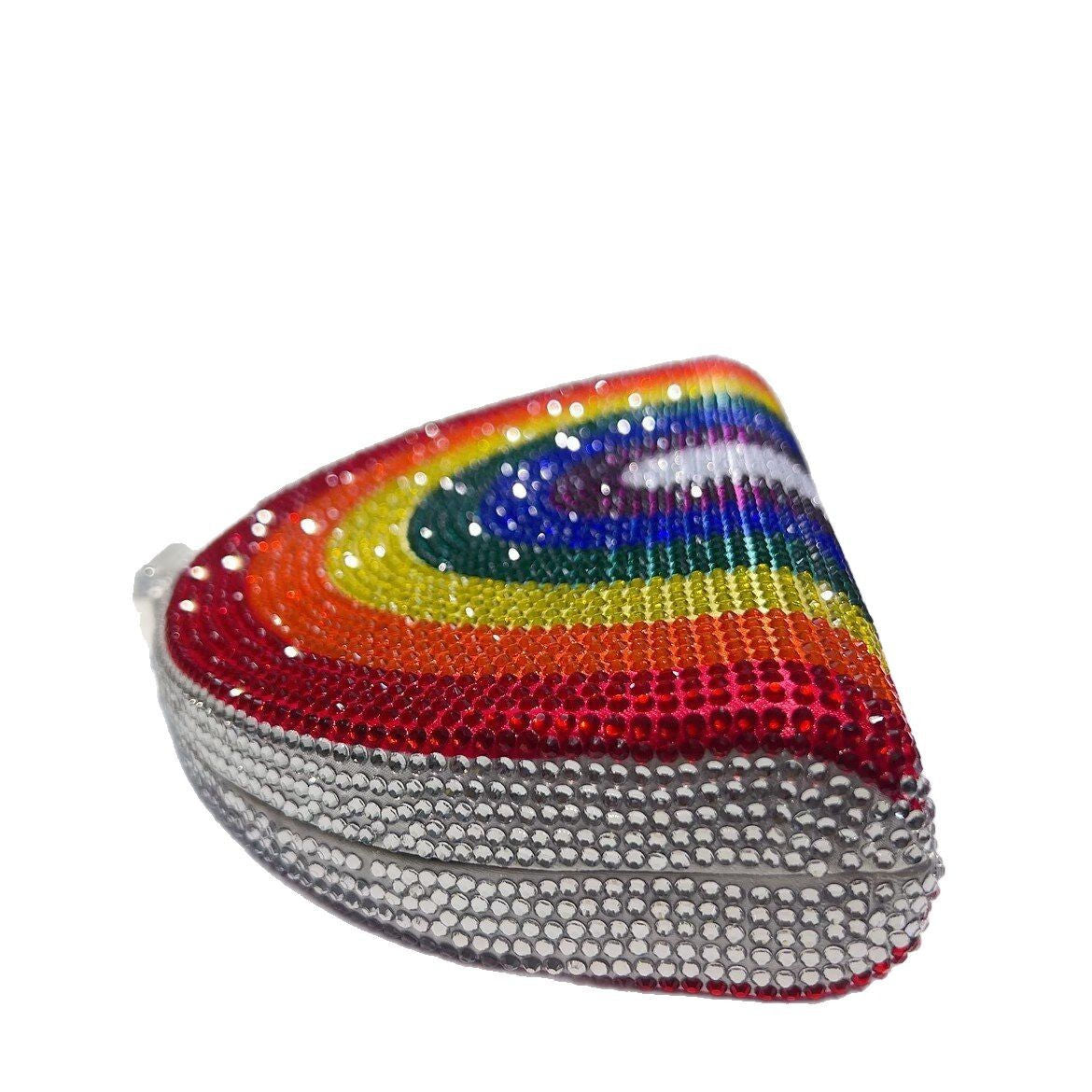 Bling Rhinestone Purse Bags Colorful Rainbow Dumpling Clutch Semicircle Acrylic Evening Bag for Women