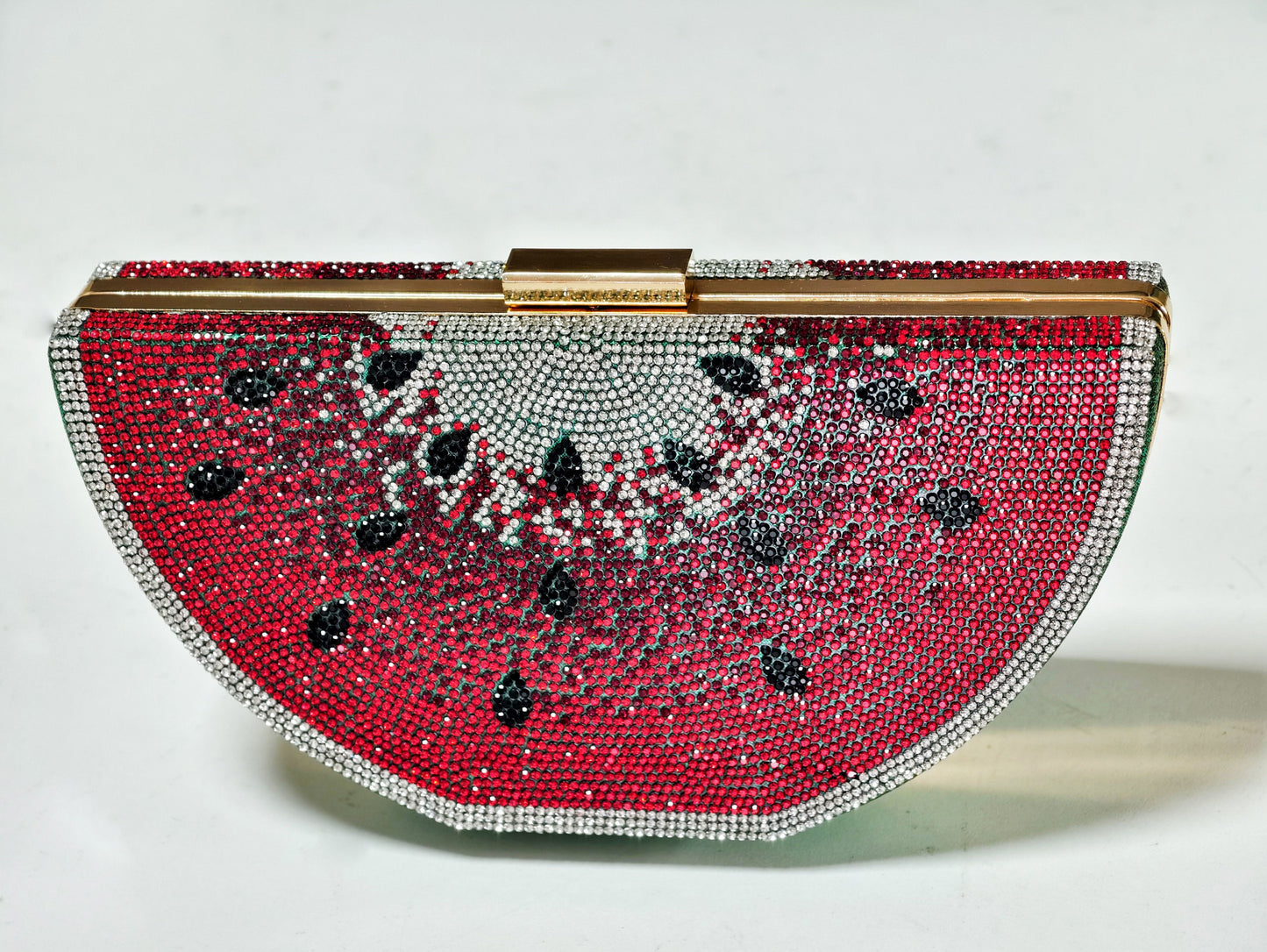 Watermelon Shape Handbag Sparkling Rhinestones Purse Cute Fruit Evening Clutch for Party Prom