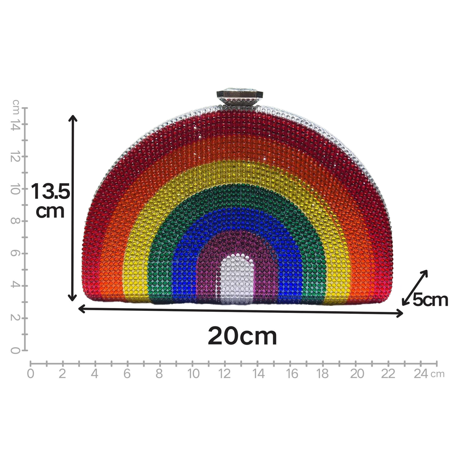 Bling Rhinestone Purse Bags Colorful Rainbow Dumpling Clutch Semicircle Acrylic Evening Bag for Women