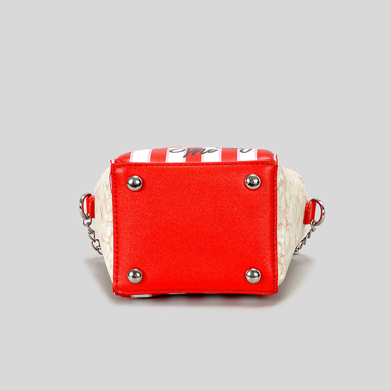 Novelty Fashion Women Popcorn Satchel Shoulder Crossbody Adjustable Strap Popcorn Handbag