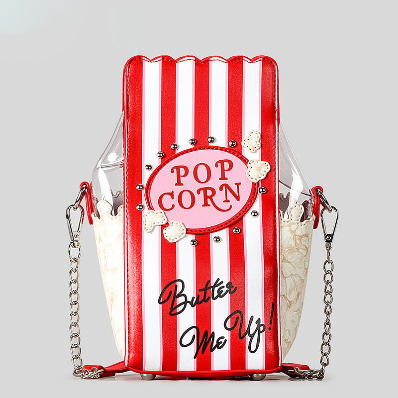 Novelty Fashion Women Popcorn Satchel Shoulder Crossbody Adjustable Strap Popcorn Handbag