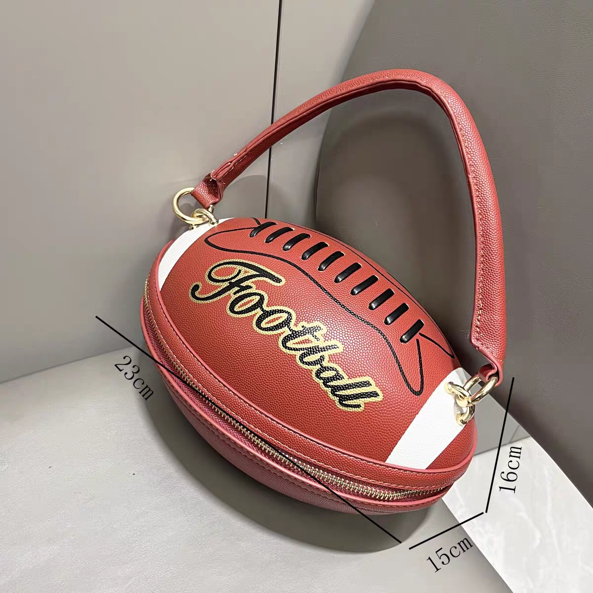 Fun Shape Purse for Women Football Shaped Crossbody Shoulder Bag Novelty Handbags Rugby Clutch PU Leather