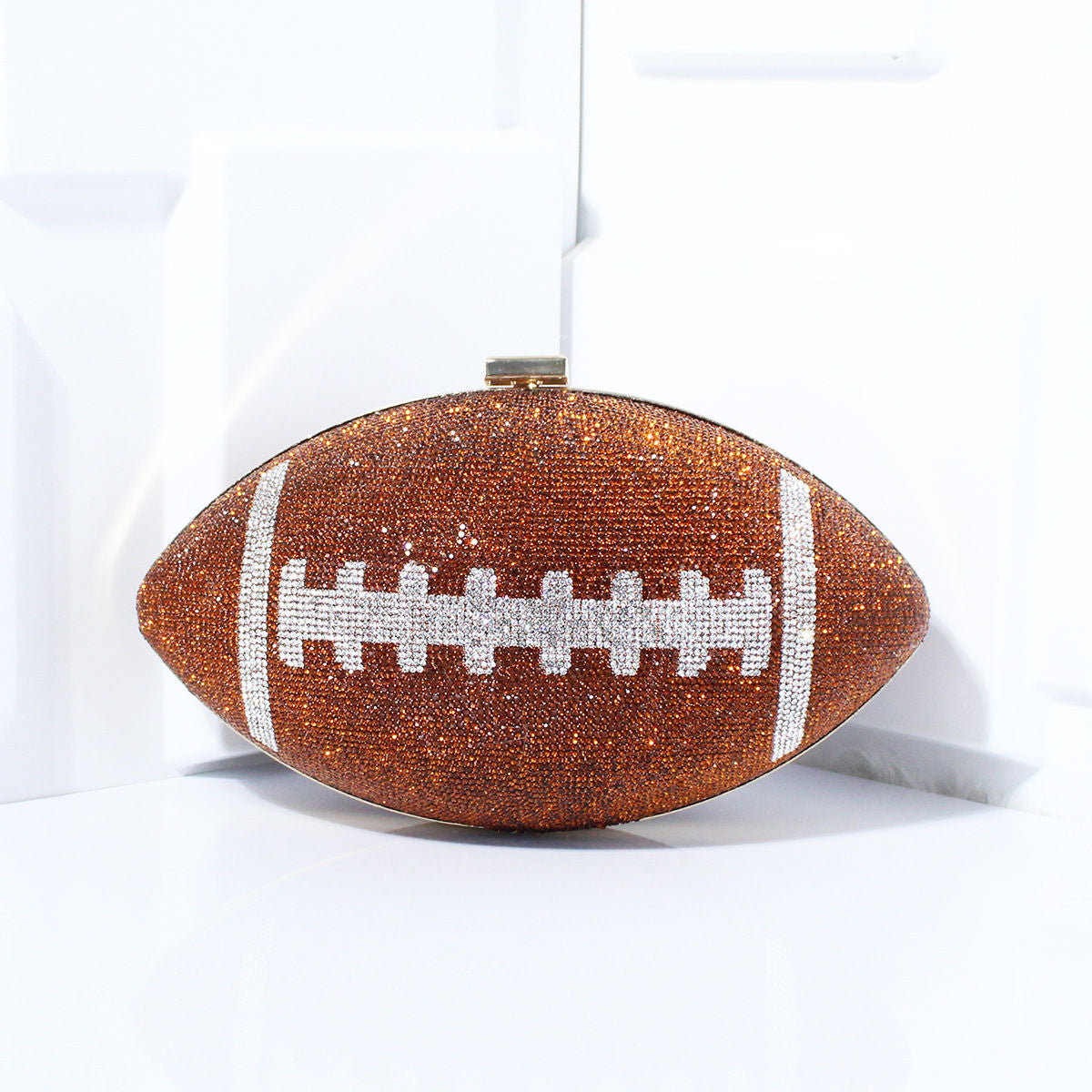 Bling Rhinestone Football Shaped Rugby Quirky Bag Novelty Round Ball Crystal Evening Bags Handbag for Party