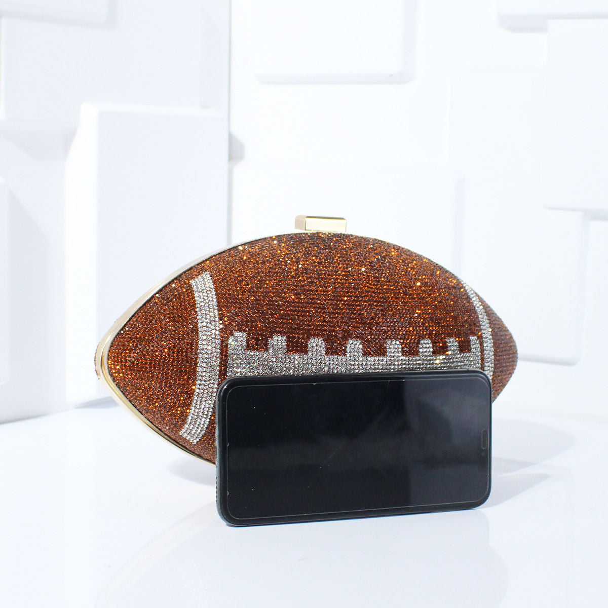 Bling Rhinestone Football Shaped Rugby Quirky Bag Novelty Round Ball Crystal Evening Bags Handbag for Party