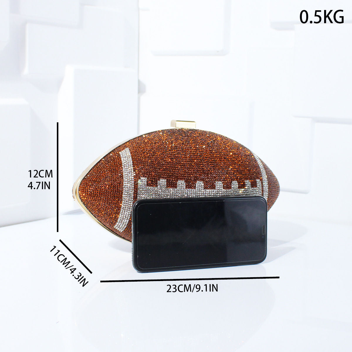 Bling Rhinestone Football Shaped Rugby Quirky Bag Novelty Round Ball Crystal Evening Bags Handbag for Party