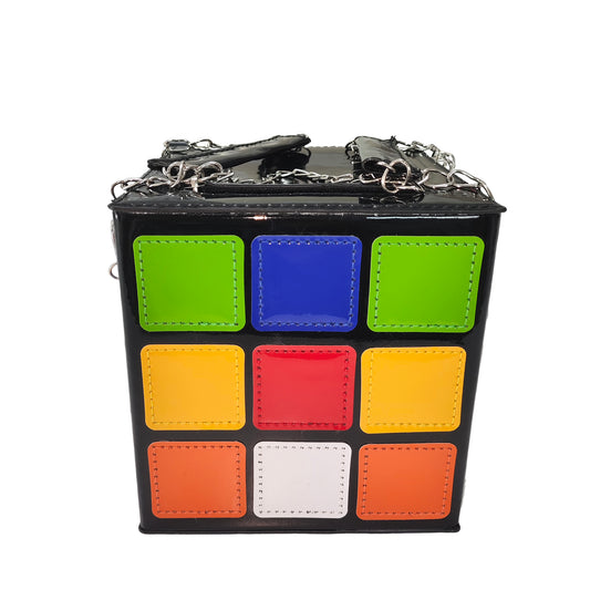 Women Fun Rubik's Cube Bag Magic Cube Shape Handbag Novelty Clutch Purses Unique Purses for Women