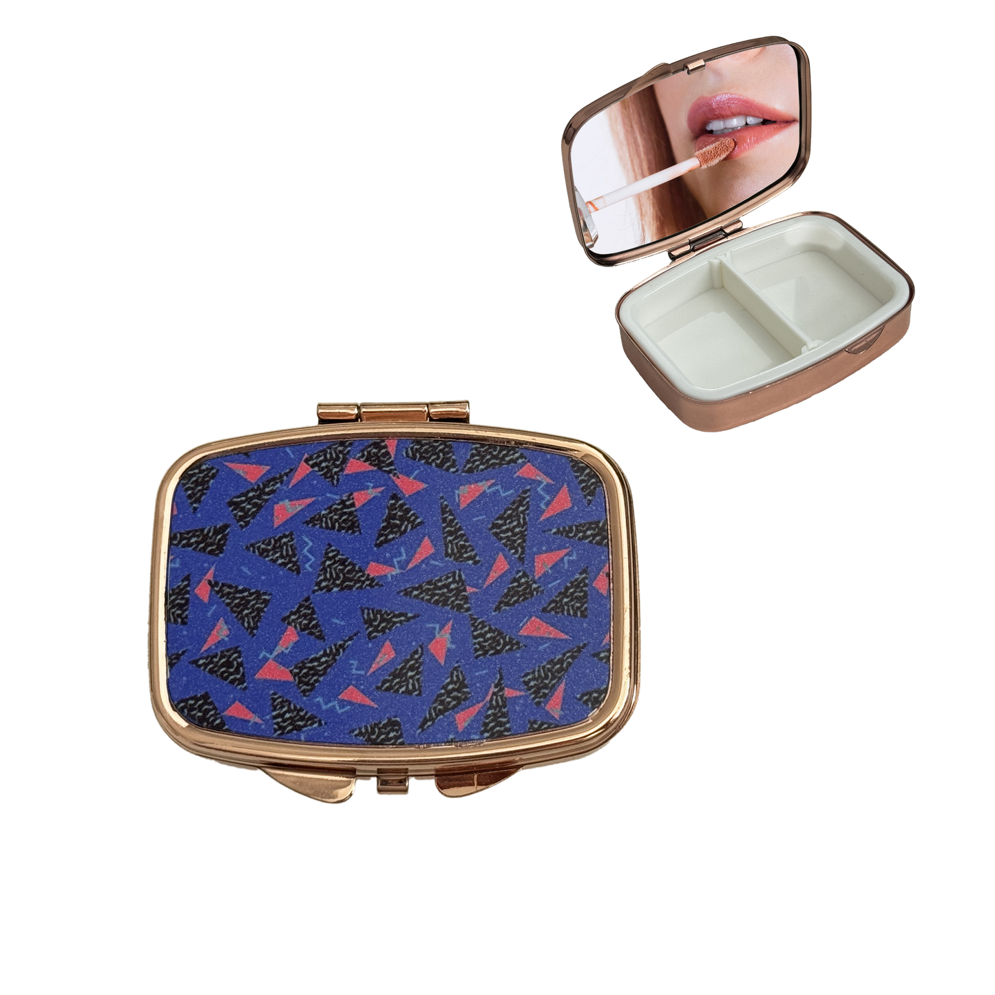 2 Compartment Pill Organizer Metal Portable Pill Box 2 Times a Day for Vitamin,Supplements Cassette Tape