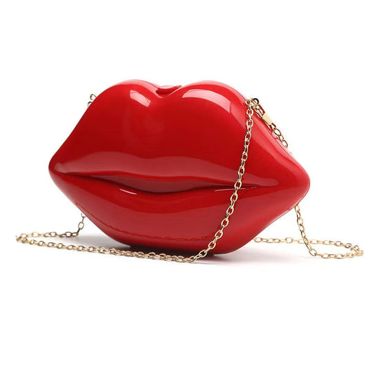 Red Lip Purse Womens Evening Clutch Acrylic Banquet Handbags for Wedding Prom Party