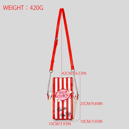 Novelty Fashion Women Popcorn Satchel Shoulder Crossbody Adjustable Strap Popcorn Handbag