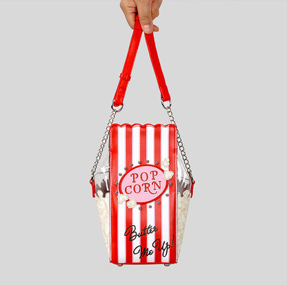 Novelty Fashion Women Popcorn Satchel Shoulder Crossbody Adjustable Strap Popcorn Handbag