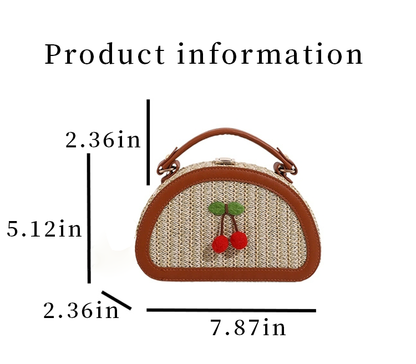 Straw Beach Bags For Women Bohemia Cherry Crossbody Purse Summer Vacation Bag Adjustable Shoulder Strap