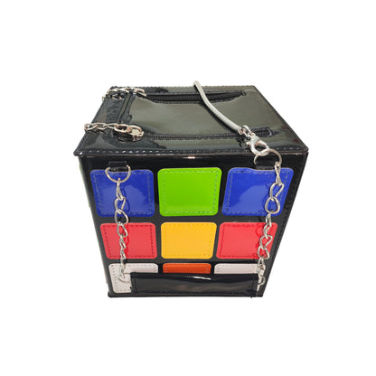 Women Fun Rubik's Cube Bag Magic Cube Shape Handbag Novelty Clutch Purses Unique Purses for Women