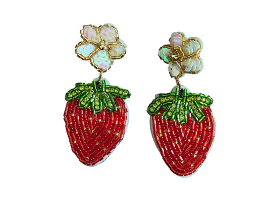 Green Leaf Ruby Red Crystal Cherry Earring for Women Personalized Creative Fruit Hoop Earring