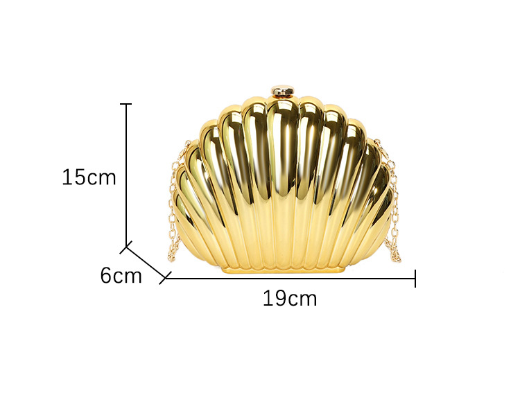 Women Acrylic Clutch Shell Shape Shoulder Novelty Chain Strap Purse Evening Bags & Shell Earrings for Party Prom