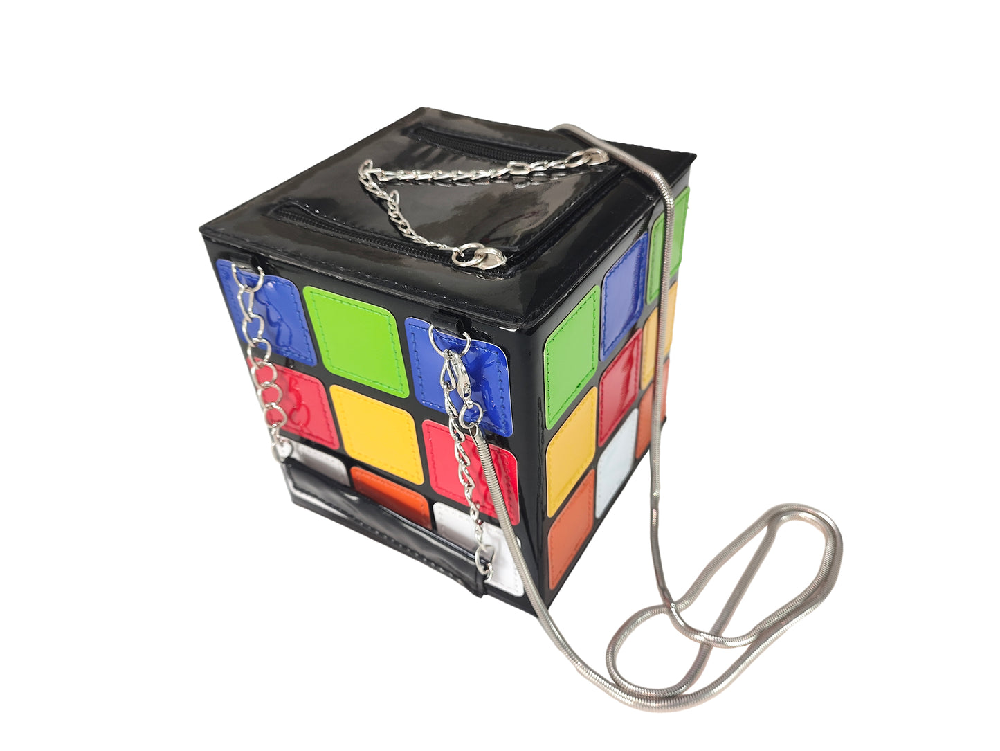 Women Fun Rubik's Cube Bag Magic Cube Shape Handbag Novelty Clutch Purses Unique Purses for Women