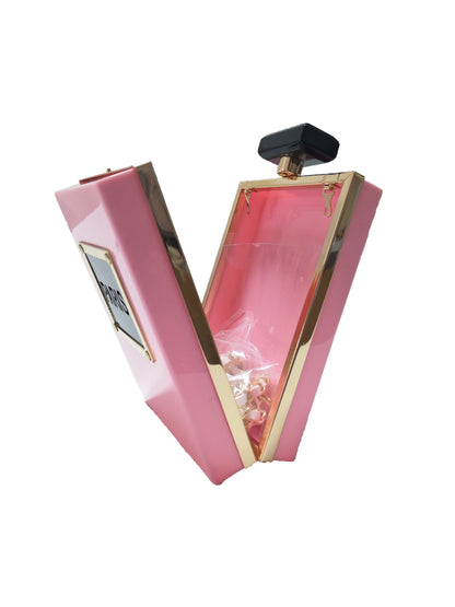 Paris Perfume Shaped Black Bag Transparent Clear Acrylic Purses Clutch Evening Bags Vintage Banquet Handbag For Women