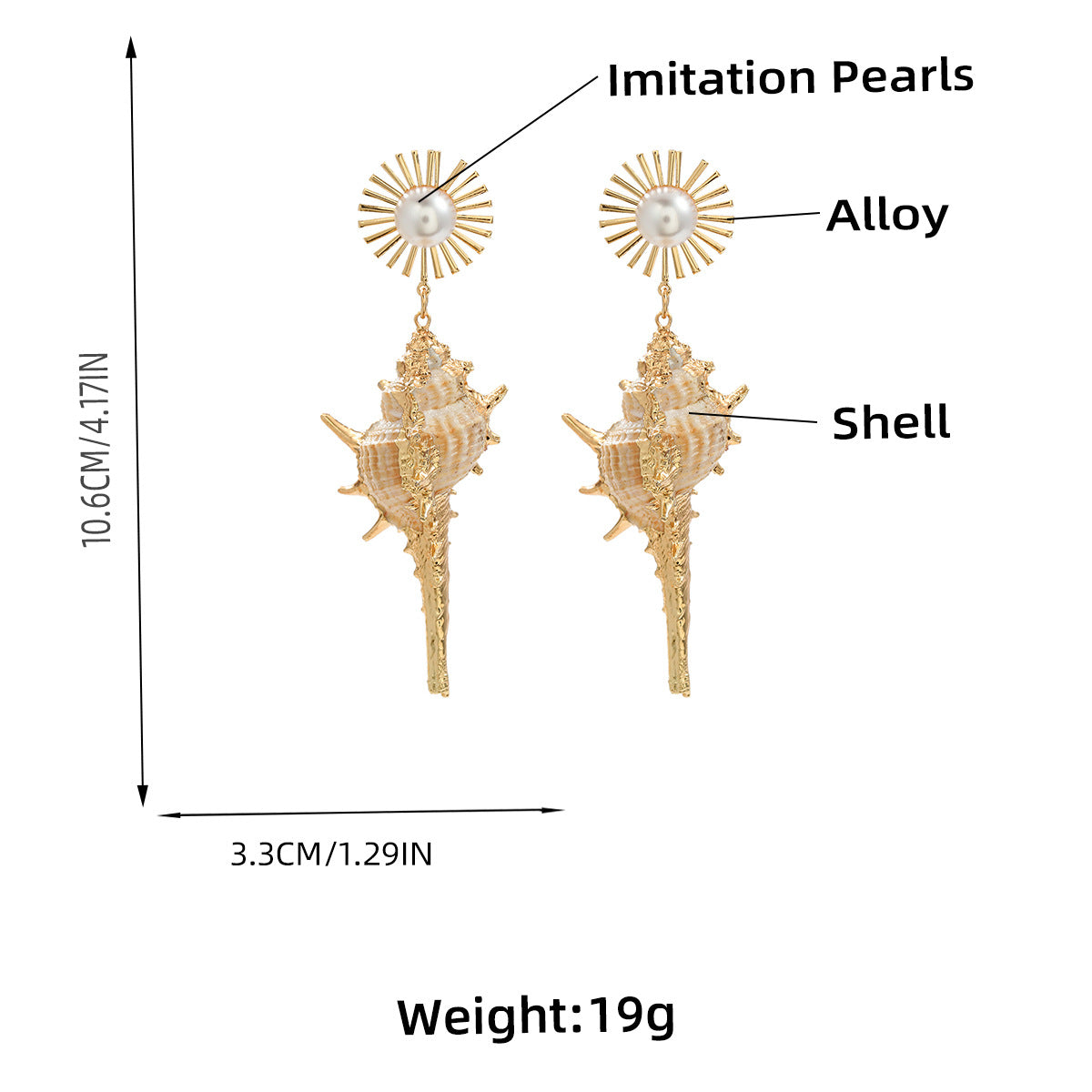 Women Acrylic Clutch Shell Shape Shoulder Novelty Chain Strap Purse Evening Bags & Shell Earrings for Party Prom