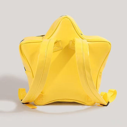 Kawaii Ita Bag Pin Display Backpack with Insert PU Leather Yellow Star Y2k Shoulder Bag Waterproof Bookbags (Yellow Star Pack)