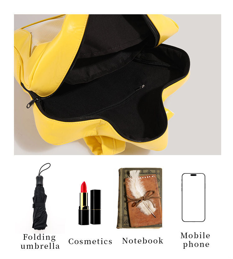 Kawaii Ita Bag Pin Display Backpack with Insert PU Leather Yellow Star Y2k Shoulder Bag Waterproof Bookbags (Yellow Star Pack)