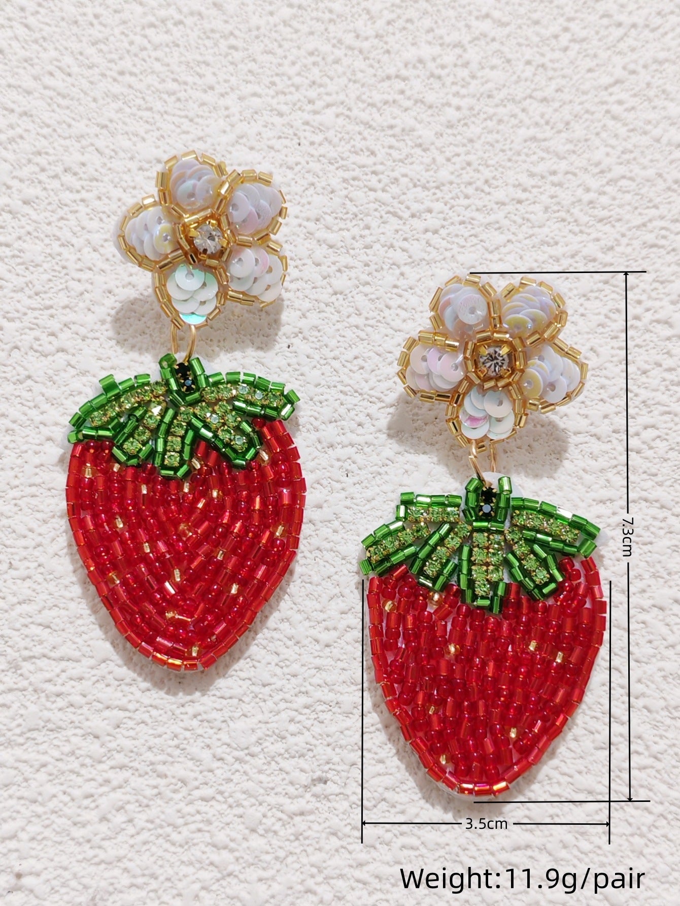 Green Leaf Ruby Red Crystal Cherry Earring for Women Personalized Creative Fruit Hoop Earring