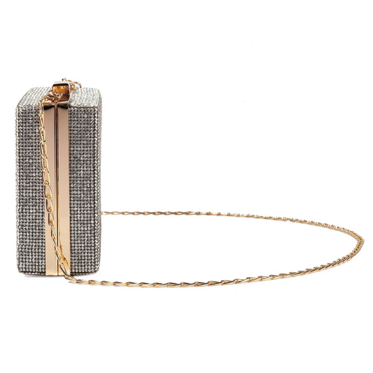 Women Retro Vinyl Record Player Shape Crossbody Bag Rhinestone Metal Vintage Evening Clutch Purses