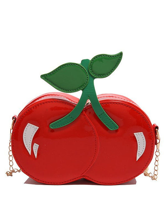 Cherry Shape Crossbody Bag Fun Shape Purse Novelty Handbag for Women PU Leather