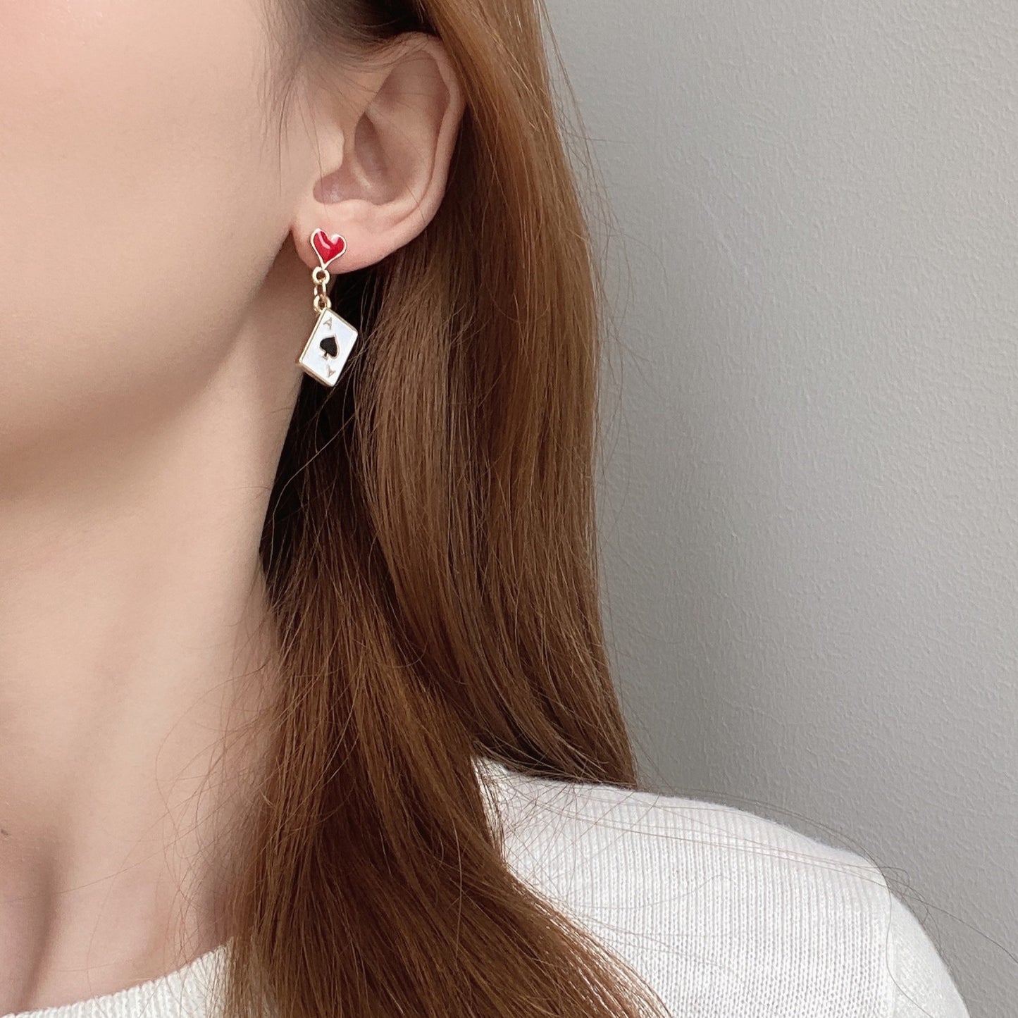 Queen of Hearts Earrings Poker Earrings Ace of Spades Casino Accessories for Women for Casino Night Outfits
