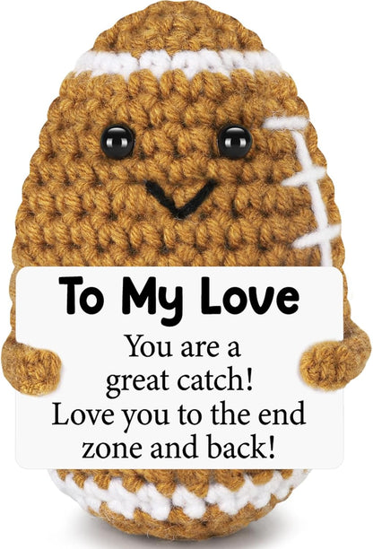 Tiluva Birthday Gifts for Him Her Boyfriend Girlfriend, To My Love Christmas Handmade Emotional Crochet Football, Small Cute Anniversary Present for Him, Mini Romantic I Love You Gift for Husband Wife Couple