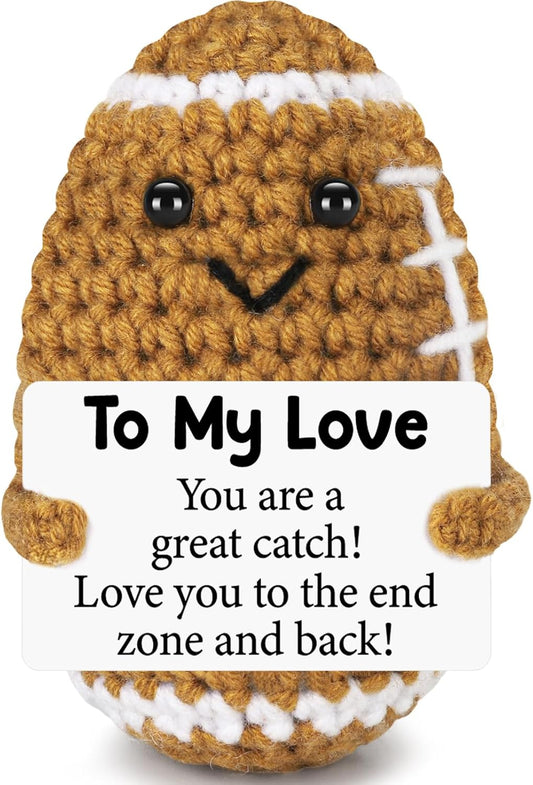 Tiluva Birthday Gifts for Him Her Boyfriend Girlfriend, To My Love Christmas Handmade Emotional Crochet Football, Small Cute Anniversary Present for Him, Mini Romantic I Love You Gift for Husband Wife Couple