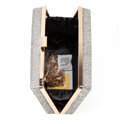 Women Retro Vinyl Record Player Shape Crossbody Bag Rhinestone Metal Vintage Evening Clutch Purses