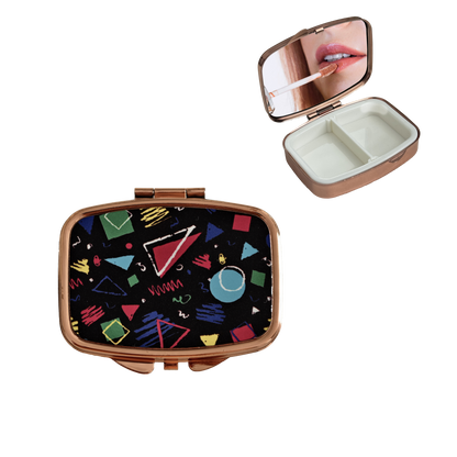 2 Compartment Pill Organizer Metal Portable Pill Box 2 Times a Day for Vitamin,Supplements Cassette Tape