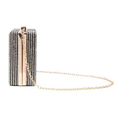 Women Cassette Tape Shape  80s Rainbow Crossbody Bag Rhinestone Metal Vintage Evening Clutch Purses