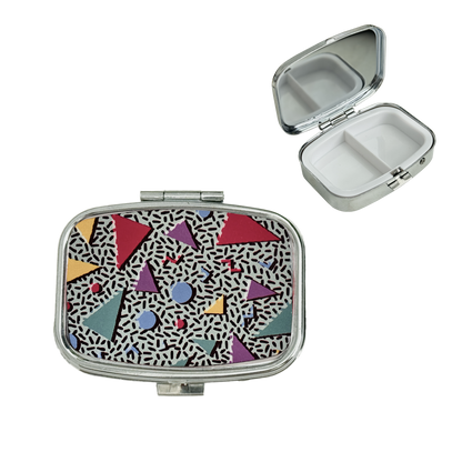 2 Compartment Pill Organizer Metal Portable Pill Box 2 Times a Day for Vitamin,Supplements Cassette Tape