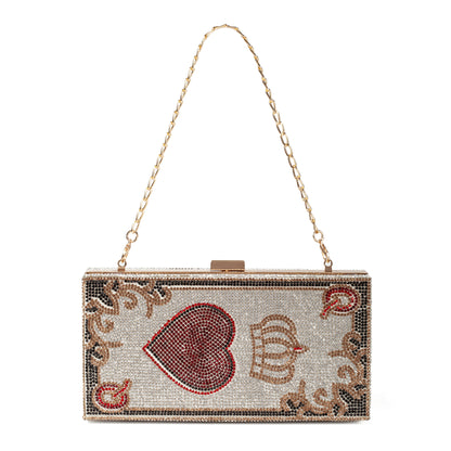 Rhinestone Clutch Poker Card Evening Clutch Purse Casino Las Vegas Style Novelty Purse