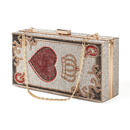 Rhinestone Clutch Poker Card Evening Clutch Purse Casino Las Vegas Style Novelty Purse