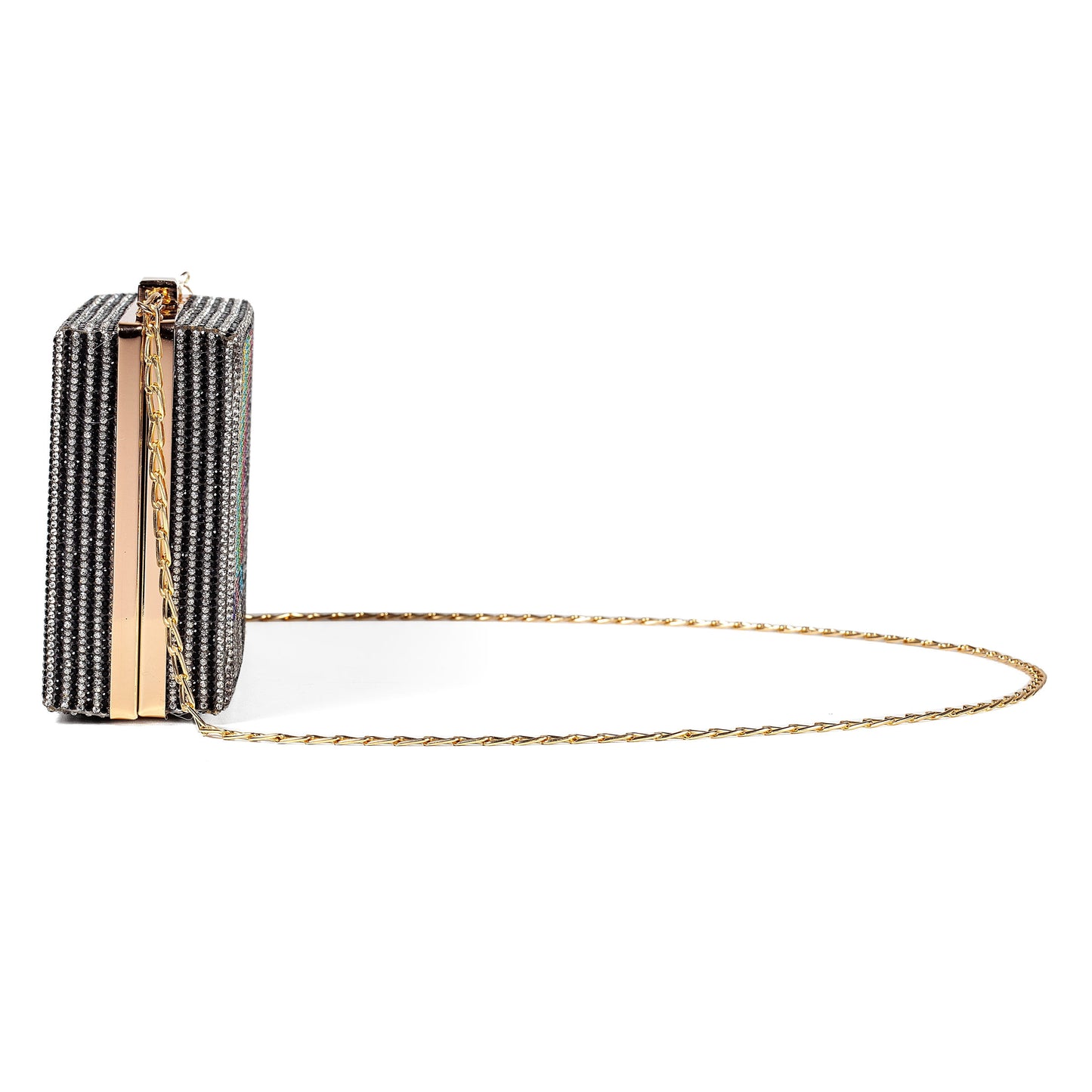 Women Retro TV Shape Crossbody Bag Rhinestone Metal Vintage Evening Clutch Purses