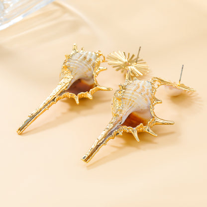 Women Acrylic Clutch Shell Shape Shoulder Novelty Chain Strap Purse Evening Bags & Shell Earrings for Party Prom