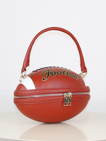 Fun Shape Purse for Women Football Shaped Crossbody Shoulder Bag Novelty Handbags Rugby Clutch PU Leather
