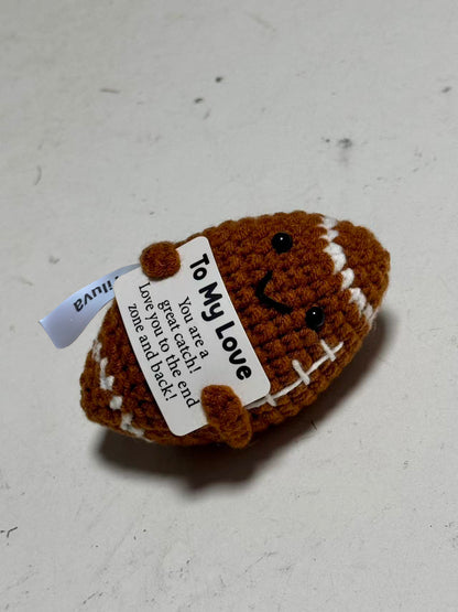 Tiluva Birthday Gifts for Him Her Boyfriend Girlfriend, To My Love Christmas Handmade Emotional Crochet Football, Small Cute Anniversary Present for Him, Mini Romantic I Love You Gift for Husband Wife Couple
